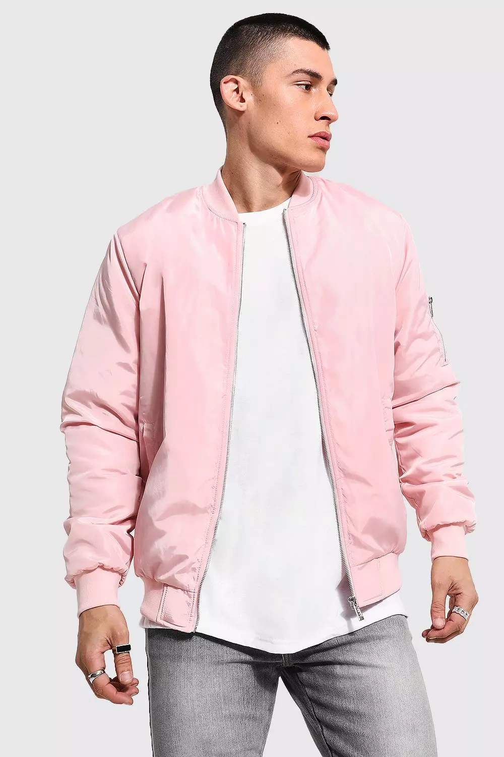 Pastel pink 2025 bomber jacket